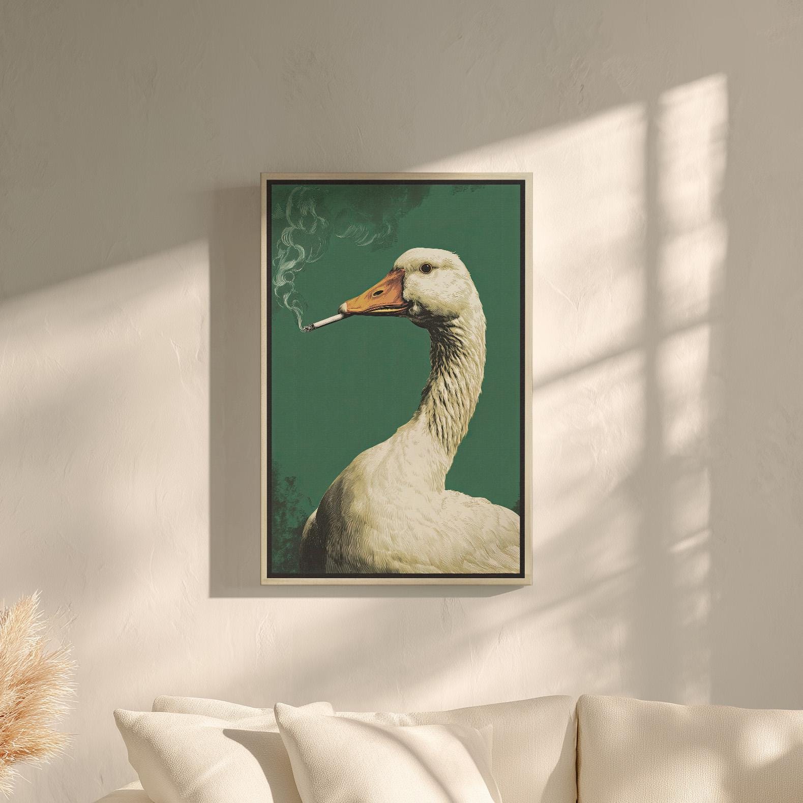 goose smoking a cigarette Goose Smoking Cigarette Vintage Poster Print or Canvas, Funny Retro Hunting  Art Cabin Wall Decor, Hunter Outdoors Art Print, Gift for Dad