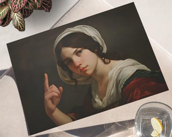 Victorian Woman With Middle Finger Poster or Canvas, Classic Feminist Art Print Woman Attitudes Funny Vintage Woman Humorous Wall Decor