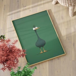 Minimalist Silly Goose Art Print or Canvas, Quirky Duck Print, Wild Goose Art, Funny Kids Bedroom Decoration, Gift for Animal Lover Poster