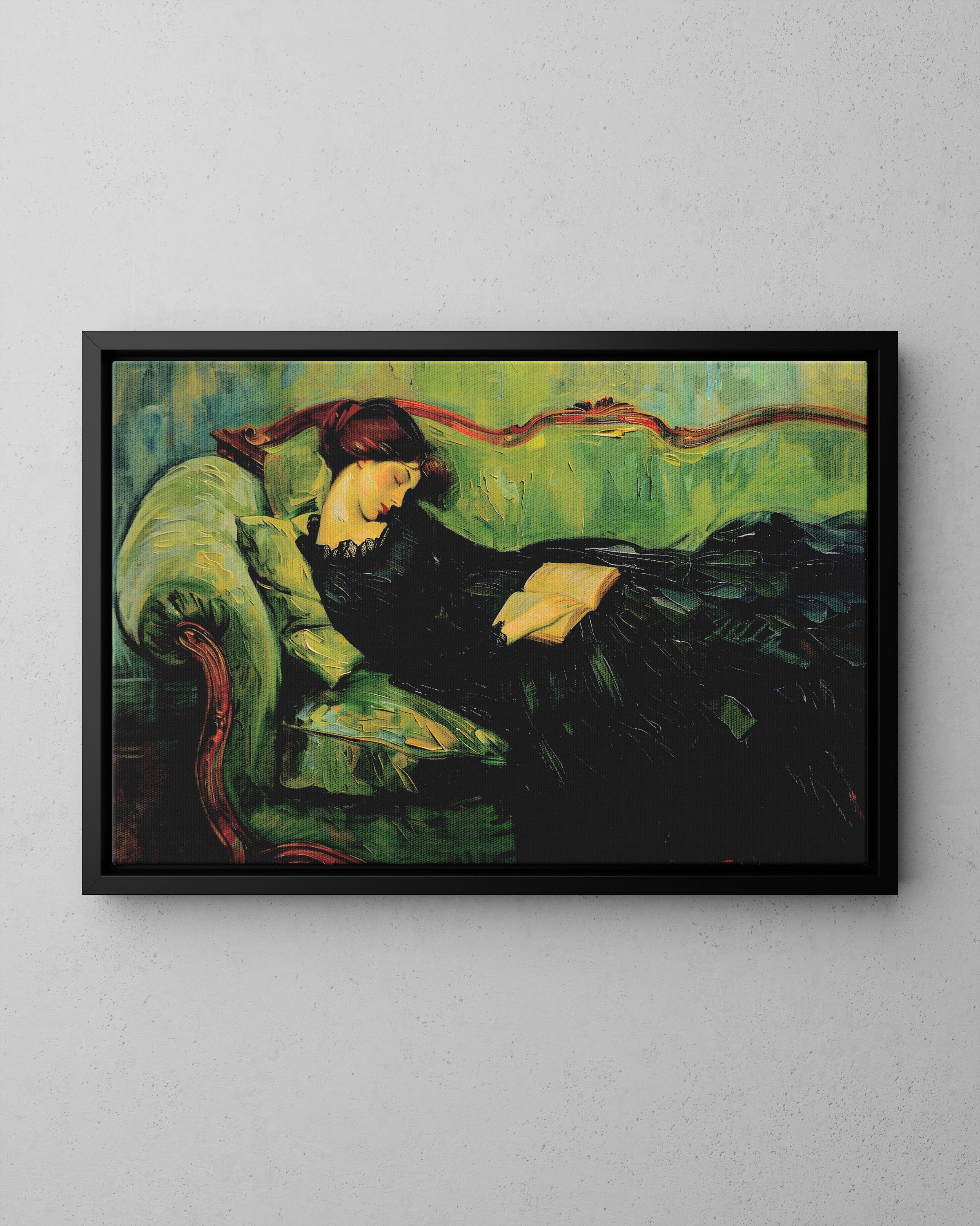 Elegant Young Woman Painting Art Print or Canvas, Woman Fell Asleep ...