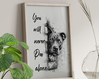 Quadro Divertente Per Bagno APJYM - Doodle Dog - You Will Never Pee Alone - Poster 28x35,6 Cm Con Barboncino - Decorazione Umoristica