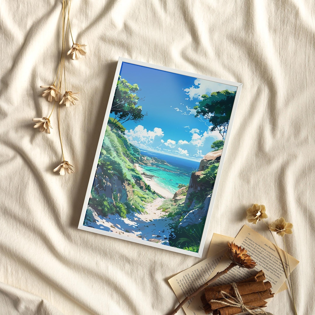 Sandy Seaside Pathway Artwork Poster or Canvas Print, Beach Walkway ...