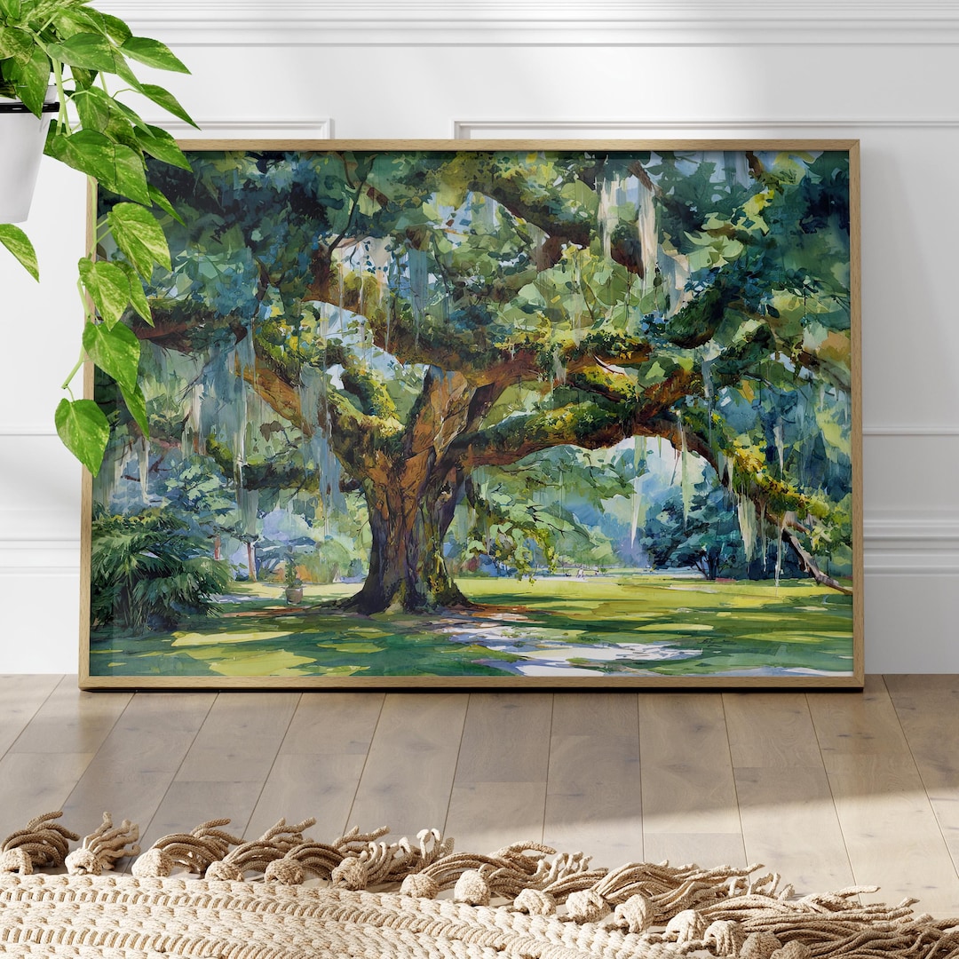 Majestic Southern Live Oak Watercolor Painting Poster or Canvas Print ...