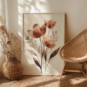 Soft Watercolor Tulip Flower Wall Art Poster or Canvas Print, Cottagecore Decor, Botanical Minimalist Wall Art, Vintage Floral Home Decor