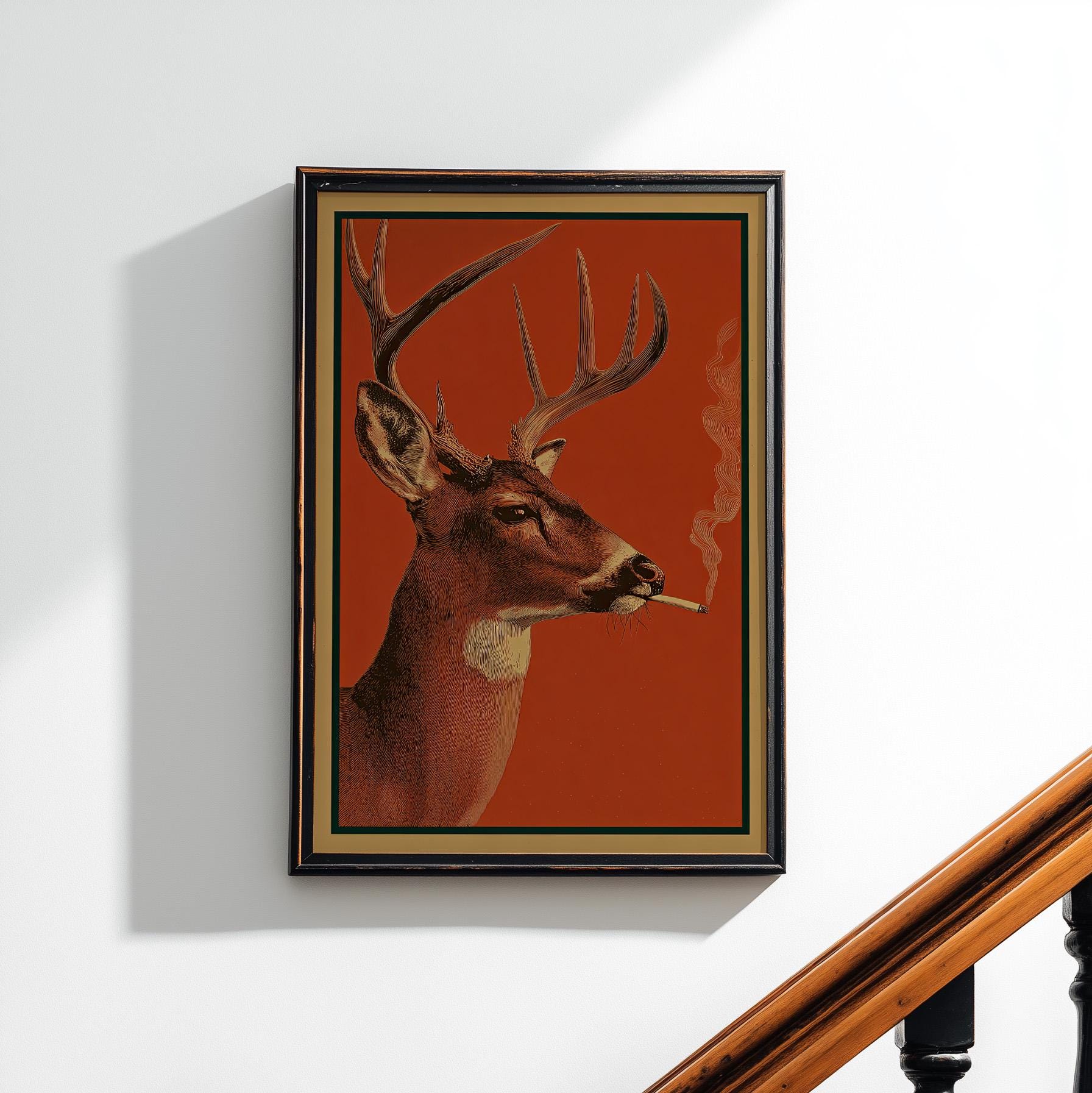 Buck Smoking Cigarette Vintage Poster Print or Canvas, Funny Whitetail Deer  Hunting Cabin Decor, Retro Hunter Outdoors Print, Gift for Dad