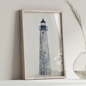 Lighthouse Line Art Poster or Canvas Print, Minimalist Lighthouse Print, Beach House Decor, Minimalist Ocean Print, Kids Lighthouse Wall Art