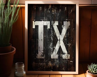 Western Texas Typography Art Print or Canvas, Home State Gifts Country Southern, Minimalist Ranch Wall Decor, Rustic Wall Poster Retro Texas