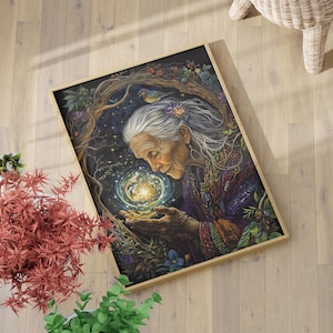 Spiritual Mother Nature Artwork Poster or Canvas Print, Gaia Greek Goddess of Earth Wall Art, Mother Earth Nature Fantasy Print Home Decor