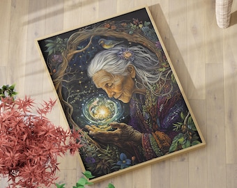 Spiritual Mother Nature Artwork Poster or Canvas Print, Gaia Greek Goddess of Earth Wall Art, Mother Earth Nature Fantasy Print Home Decor