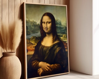 Lustige Badezimmer Kunst Mona Lisa Porträt verändert Kunstdruck oder Leinwanddruck, humorvolle Mona Lisa Restroom Wanddekoration, Mona Lisa Poster