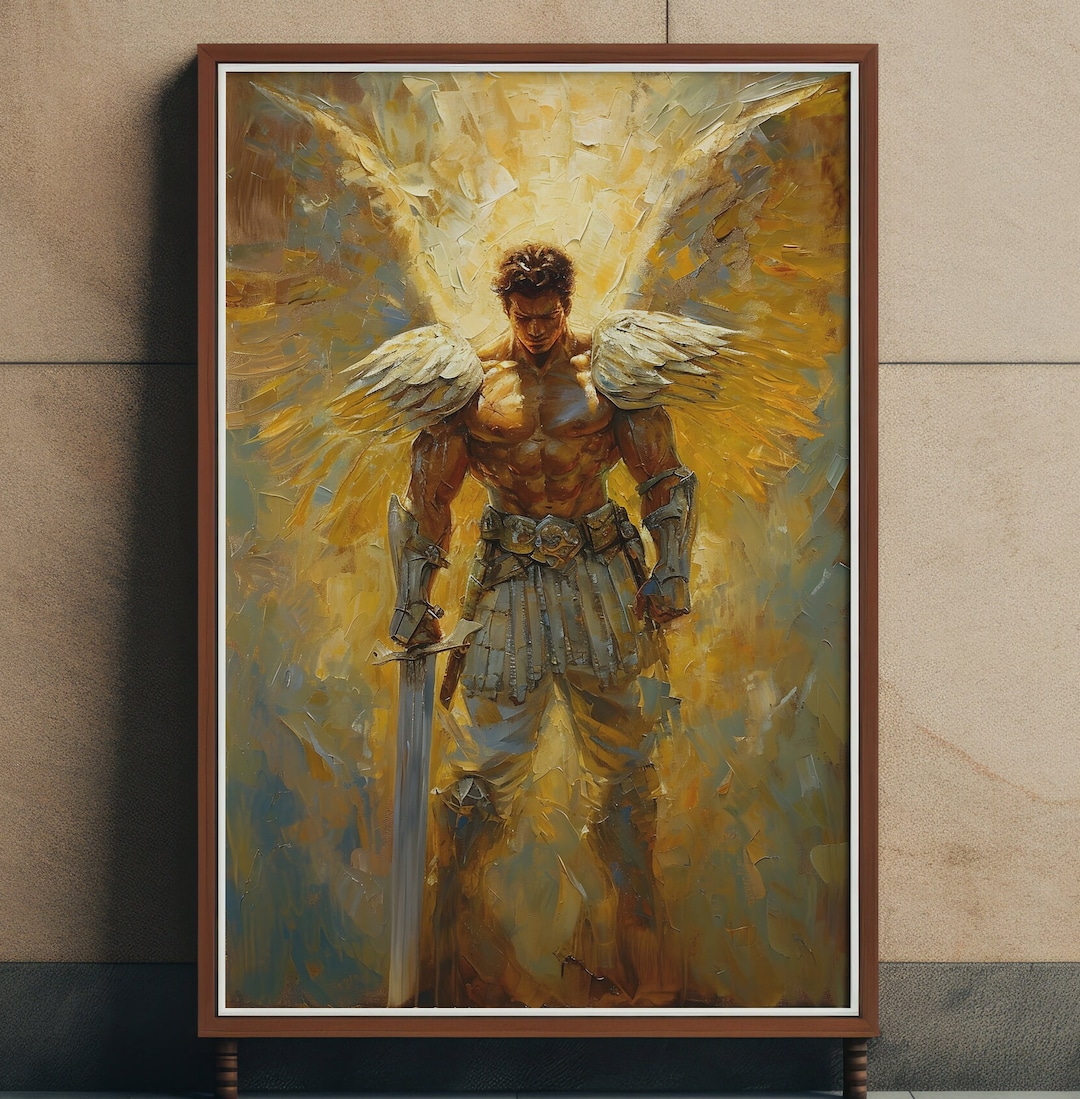 Archangel Michael's Valor With Sword and Angelic Armor Wall
