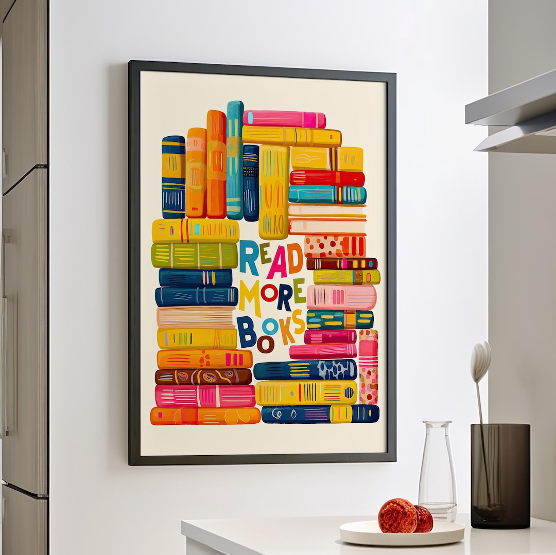 Kids Colorful Books Art Poster or Canvas Print, Read More Books Art ...