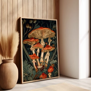 Mushroom Poster William Morris Art Print or Canvas, Whimsigoth Mushroom ...