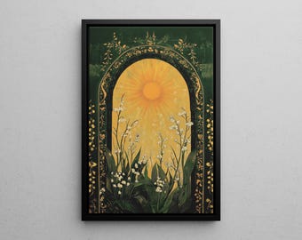 Vintage Emerald Green Lily of the Valley Paining Poster or