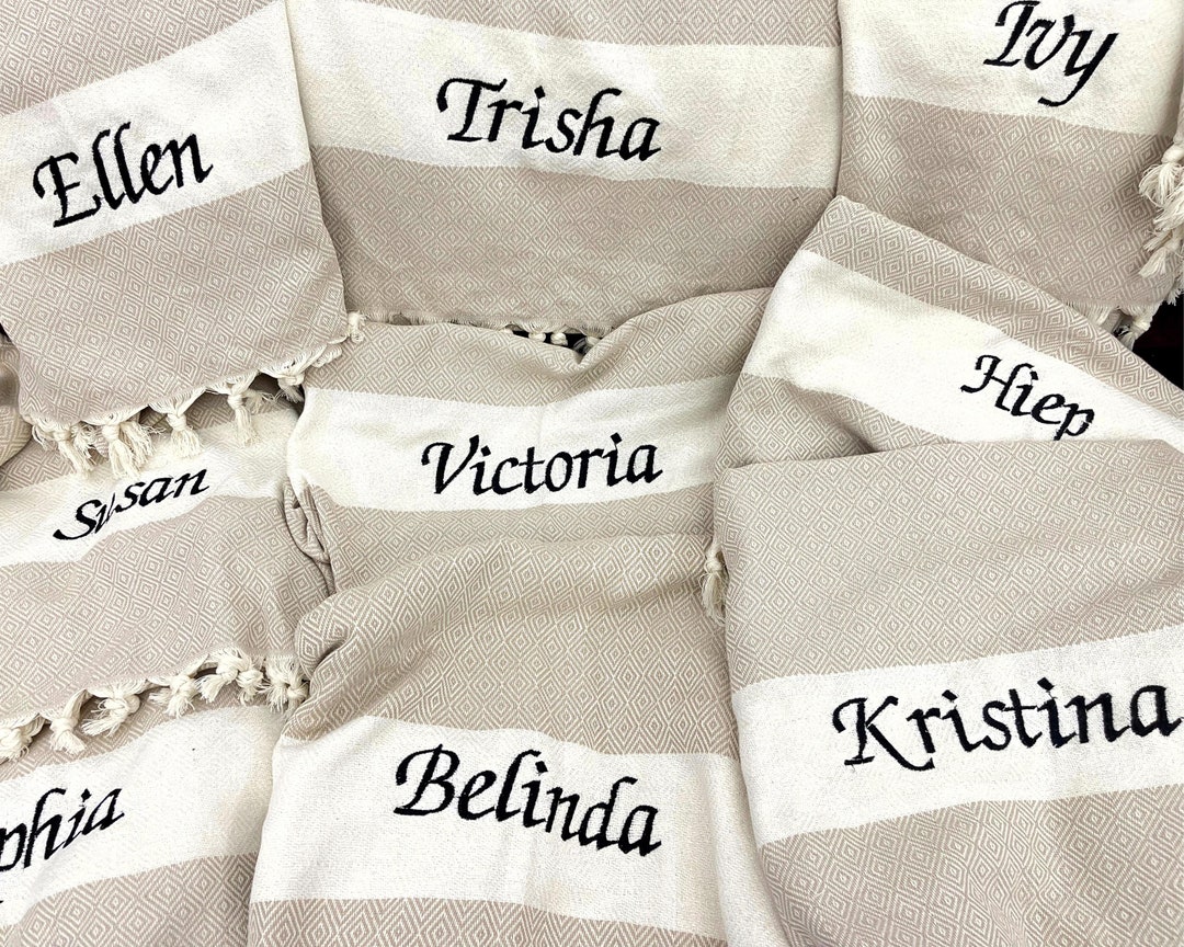 Personalized Turkish Beach Blanket, Gift for Coworker Bulk, Employee