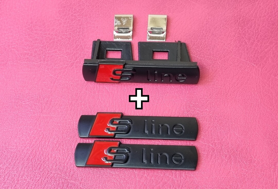 Audi S Line Grille Badge 2 Pcs Logo S Line Emblem Side Wing Etsy
