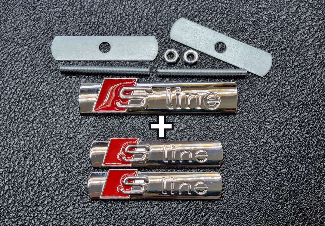 Audi S Line Grille Badge 2 Pcs Logo S Line Emblem Side Wing Etsy