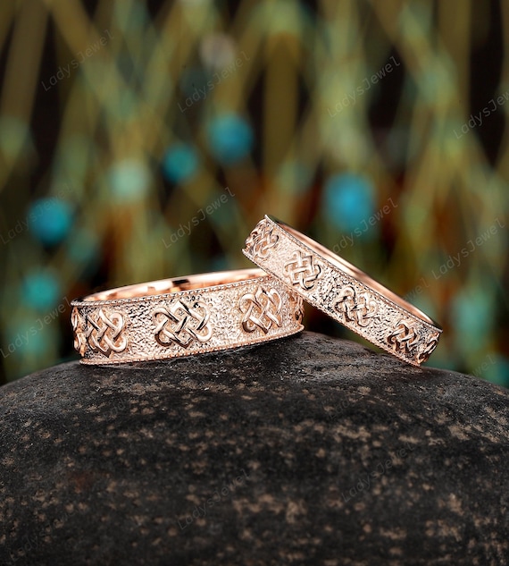 Celtic Wedding Rose Gold Engagement And Wedding Band Sets Rose