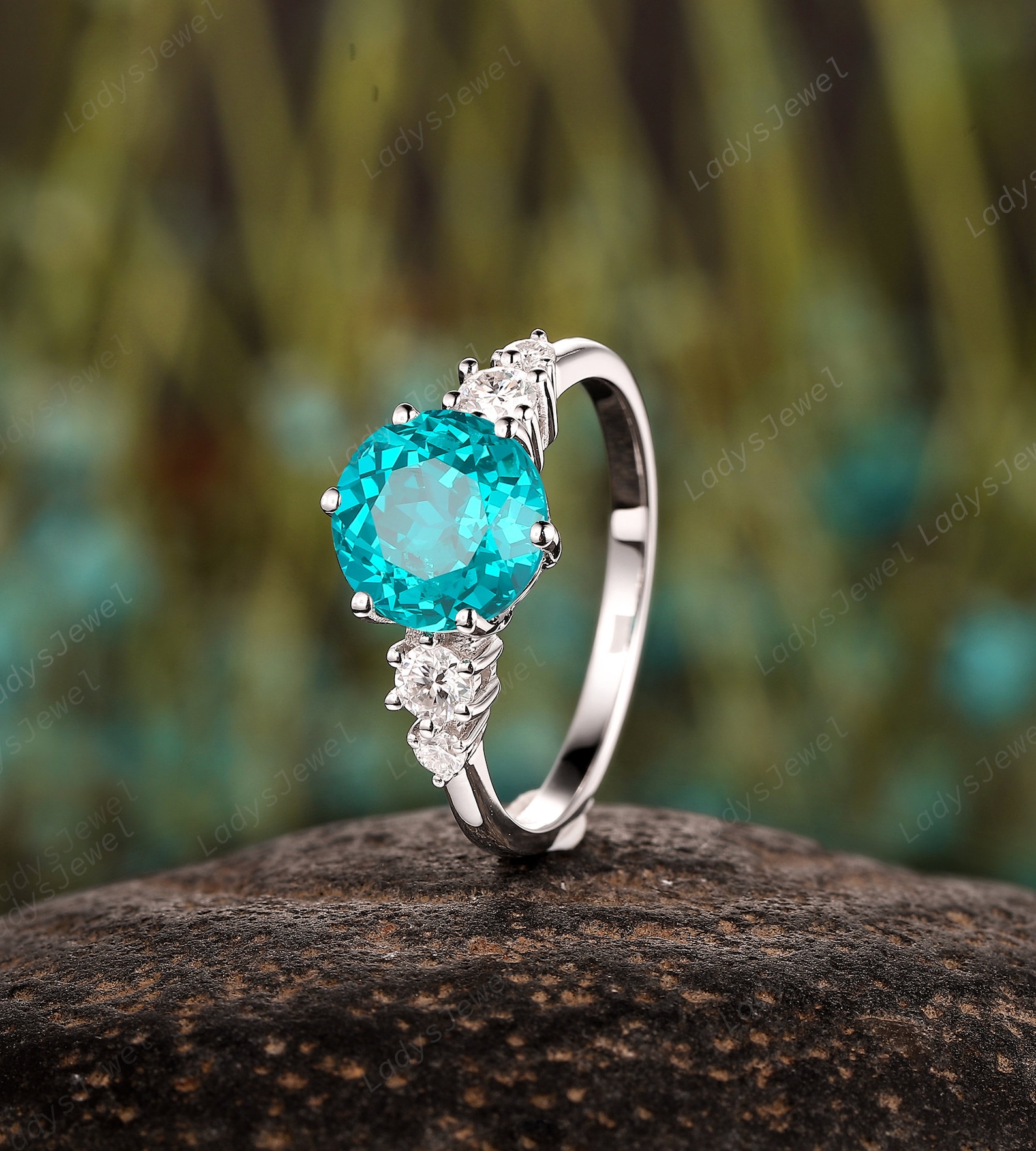 3 Carat Paraiba Tourmaline and Diamond Engagement Ring,platinum Blue 3 Carat Paraiba Tourmaline and Diamond Engagement Ring,platinum Blue