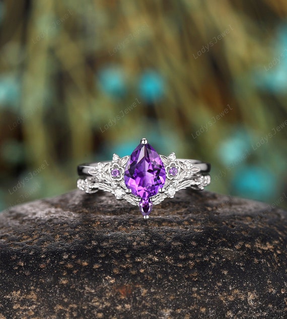 Amethyst set deals in white gold