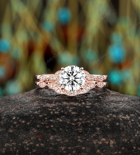 Round Cut Diamond Celtic Knot Engagement Ring 14K Rose Gold 1.5