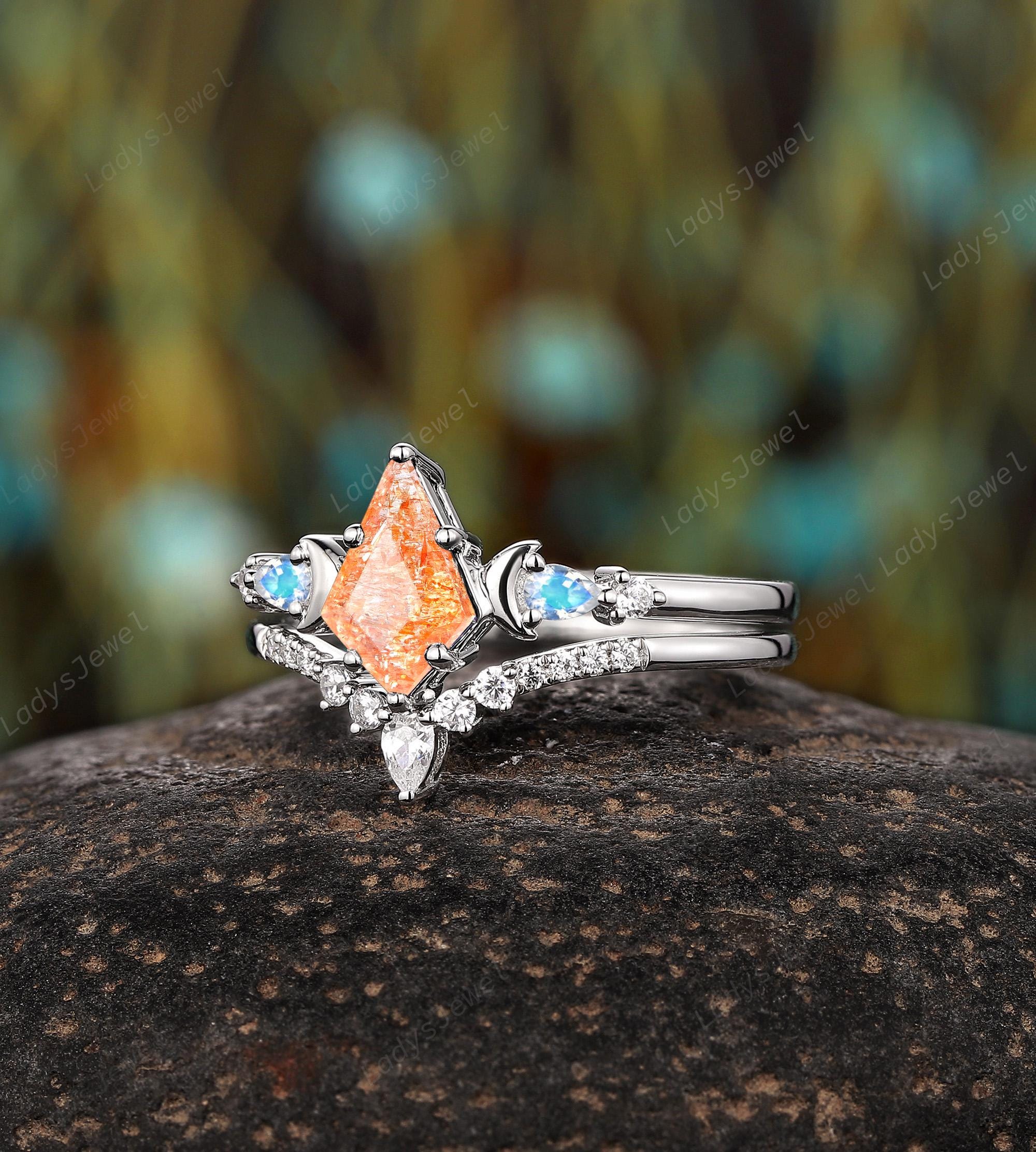 JUPITER facet pendant & ring set ムーンストーン