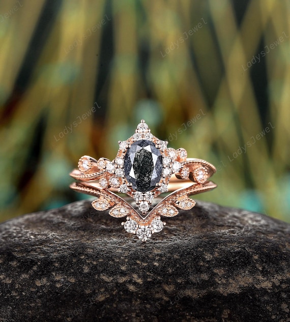 Liori Diamonds Black Princess Cut Diamond Ring Oval Cut Natural