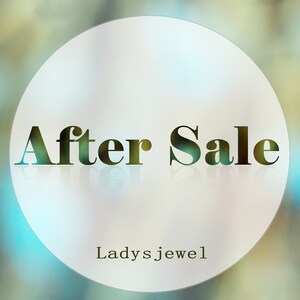 May include: A white circular graphic with the words "After Sale" in a gradient green and blue font. The text "Ladysjewel" is below the main text, all set against a blurred, colorful background.