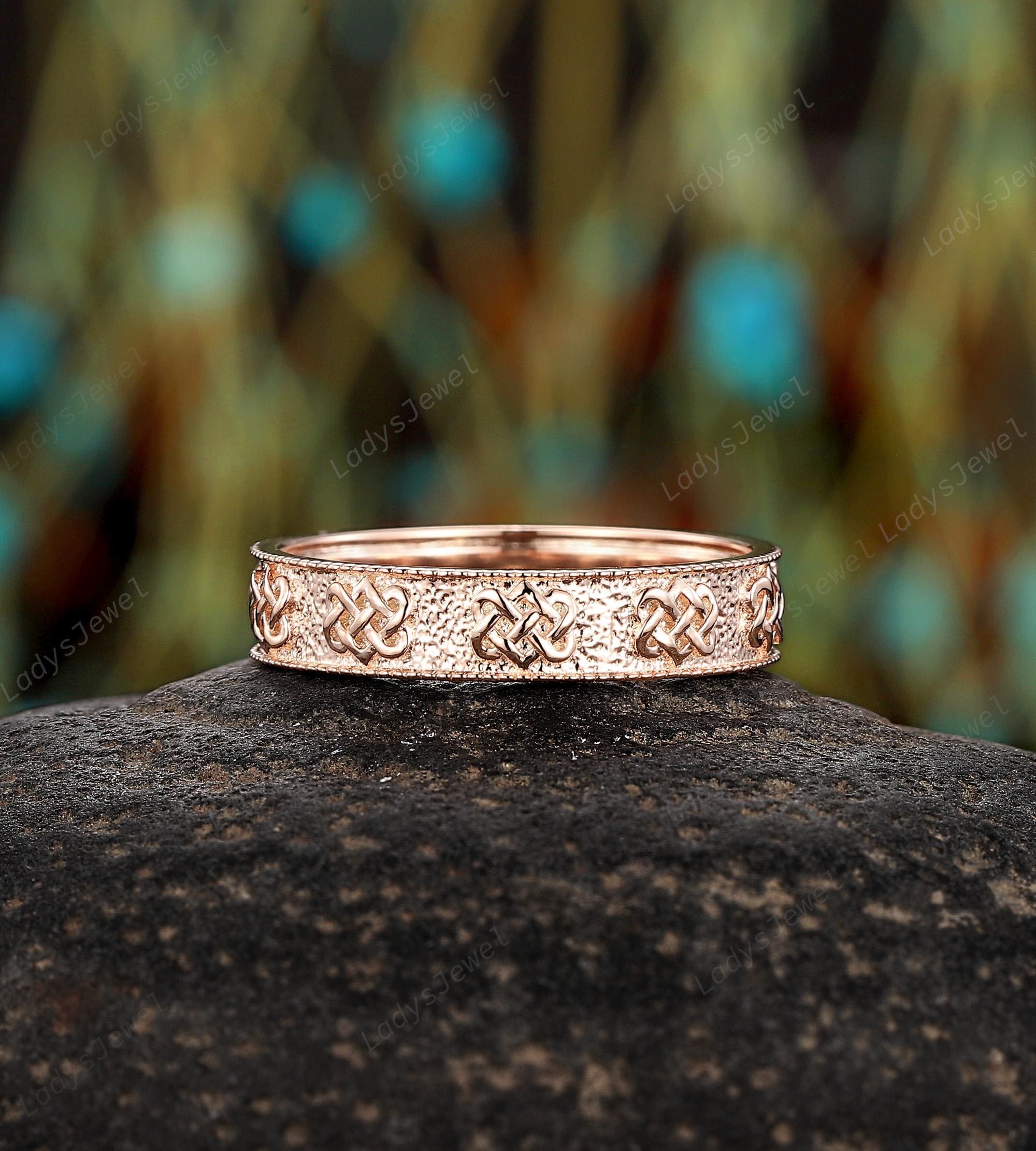 Vintage Celtic Love Knot His and Hers Wedding Band 14K Rose Gold