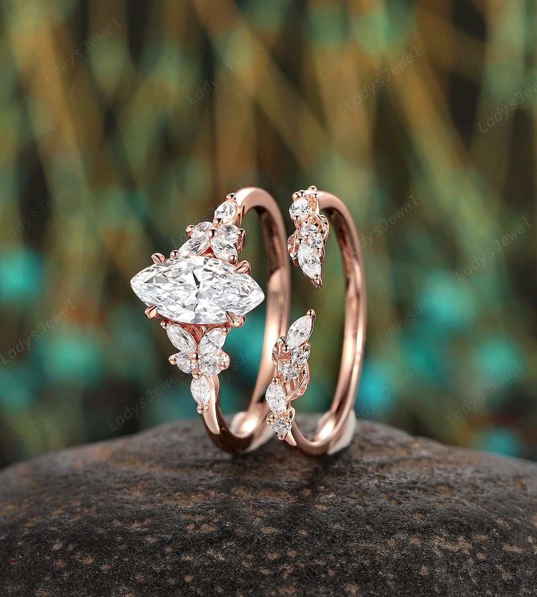Marquise Cut Lab Grown Diamond Engagement Rings 14K Rose Gold IGI ...