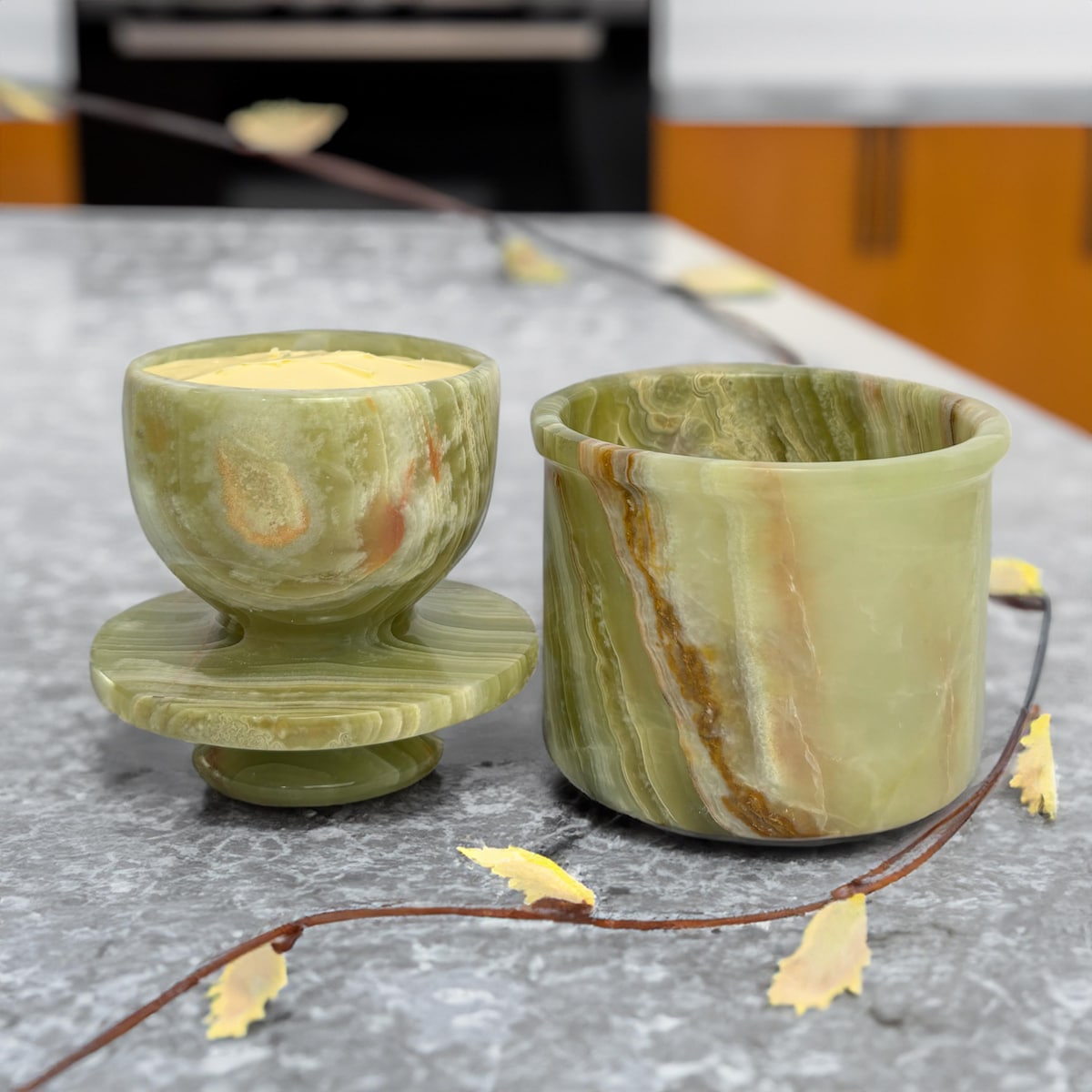 Handmade Marble Butter Crock