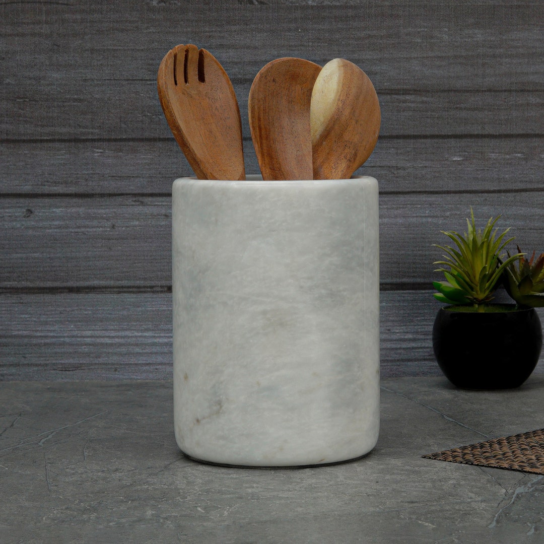 Utensil Holder Countertop Marble Kitchen Utensils Set Organizer Etsy