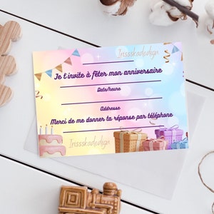 Invitation d&#39;anniversaire enfant, 2 côtés.