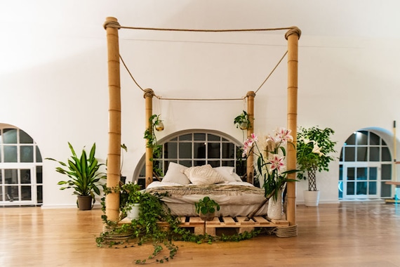 Bohemian Java Bamboo Bed Frame Light Etsy