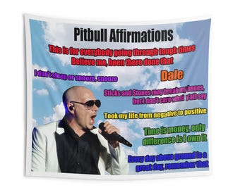 Pitbull Rapper Affirmations Meme Wall Tapestry