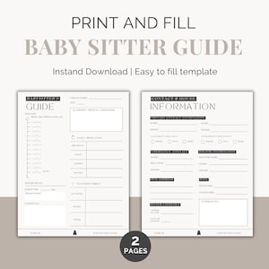 Babysitter Anleitung | Druckbare Baby Sitter Vorlage | Nanny Notes