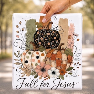 Christian Pumpkin Clipart, Fall For Jesus PNG, Autumn Faith Shirt Design, Floral Boho Pumpkin Graphic, Christian Fall Decor
