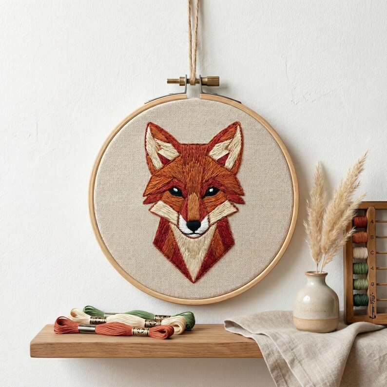 Modern Fox Embroidery Pattern PDF Download With US Letter A4 Sizes and ...