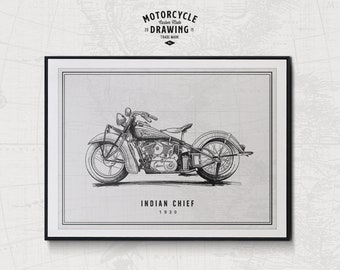 Custom Made motorcycle drawing - Detailed Pencil Illustration, gift for bikers, photo to illustration, hand drawn, personalized