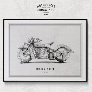 Custom Made Motorradzeichnung - Detaillierte Bleistift Illustration, Foto zur Illustration, handgezeichnet, personalisiert, Motorrad Porträt