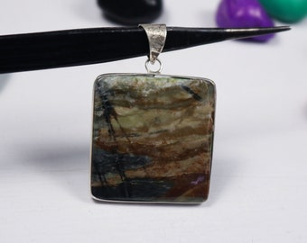 Natural Multi Picasso Jasper Gemstone 925 Silver Pendant, Picasso Jasper Stone 925 Solid Silver Pendant, Jasper Bezel Pendant Jewelry #D