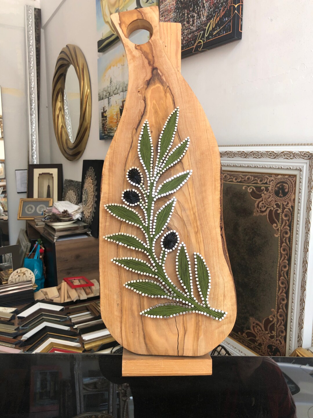 String Art on Olive Wood Art on Olive Wood Custom Olive Wood Etsy