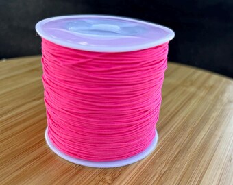 Pink Nylon Parachute Cord, 100 Yard, Macrame String Art Cord (0.8 mm)