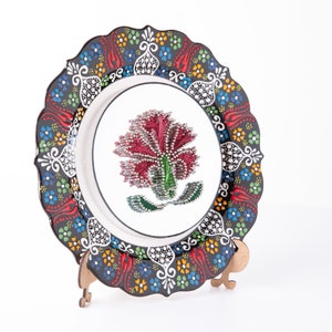 Turkish Tile Ceramic Wall Plate, String Art Floral Table Decor, Home Decor, Wire Art, Carnation Pattern Decor, Mirror Decor, Design Product