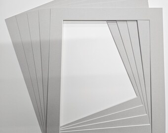 Pack of 5 DAWN GREY, white core mounts for mounting photographs or pictures.