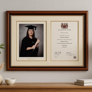 24mm Walnut and gold wood Double aperture Graduation and certificate Frames