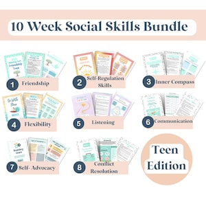 10-Week Social Skills activities and Curriculum Bundle| Friendship, Emotions, Cooperation, Conflict Resolution activities bundle, ACT