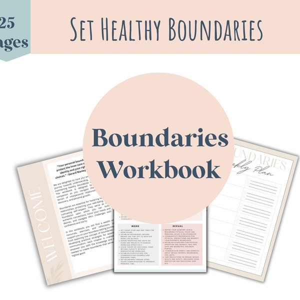 Boundaries Workbook, Boundaries Worsheets,Healthy Boundaries, Digital Download, Mental Health, co-dependency, journal prompts