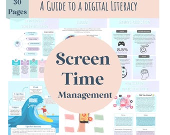 Screen Time Management and Addiction, Social Media Literacy, Screen Addiction, Digital Literacy Worksheets, Counselor Materials