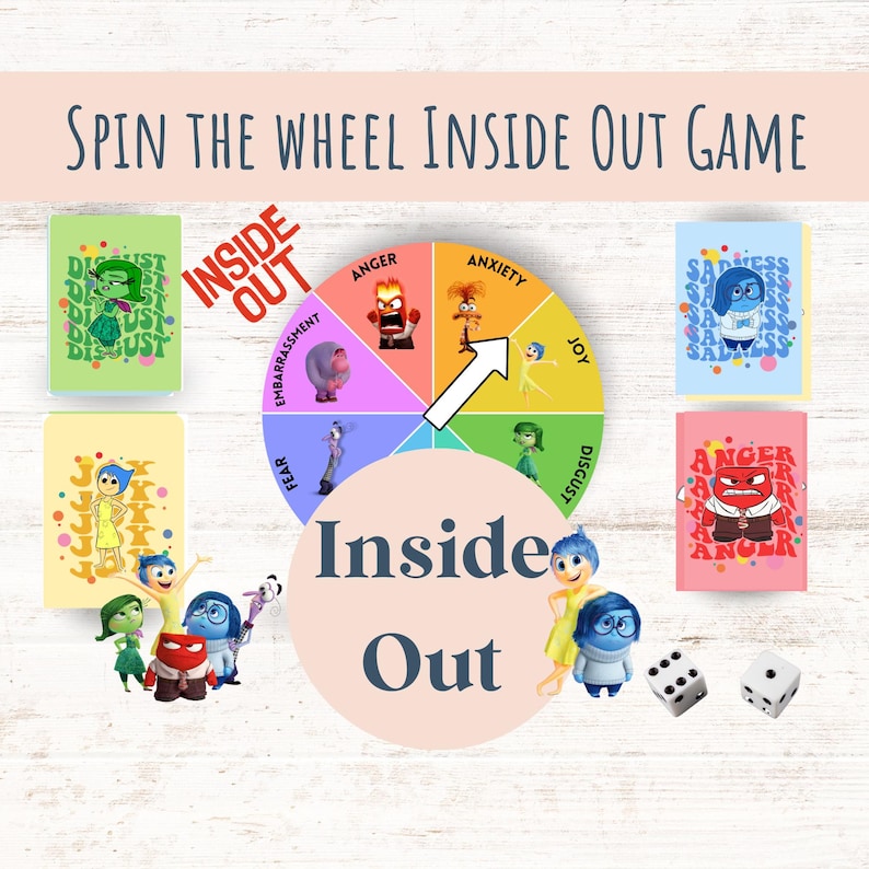 Inside Out Spin the Wheel Game, Emotional Regulation Game, Coping ...